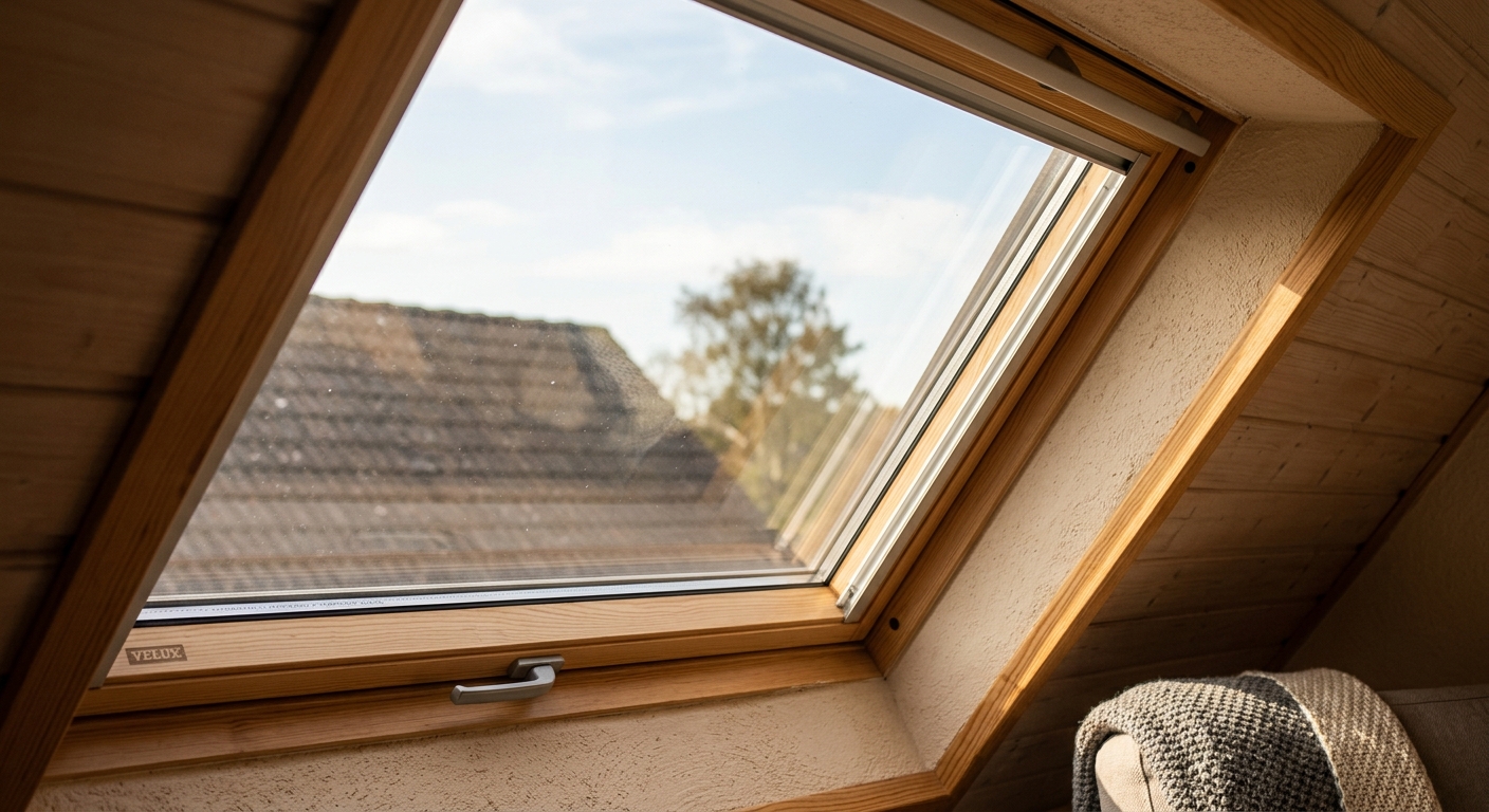 Gros plan sur l'isolation thermique d'une fenêtre de toit Velux